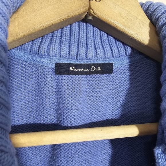 Massimo Dutti Solid Blue Cotton Knit Sweater - Picture 4 of 4